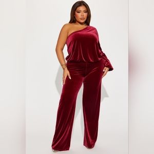 Fashion Nova Hard to Forget Jumpsuit - Burgundy
